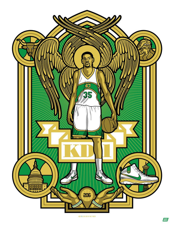KD I "Seattle" Poster, powered by Ames Bros. #Nike #KDTrey5 #KevinDurant #NikeBasketball #AmesBros #EasyMoneySniper #KDI #Supersonics