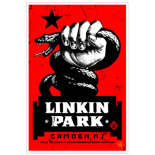ミュージシャン Linkin Park Poster Linkin Park 2008 Camden, NJ Concert Poster – Ames Bros