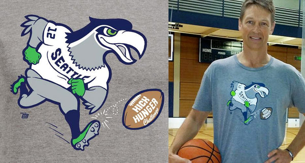 Seattle Supersonic, Detlef Schrempf, sporting an Ames Bros Seattle Seahawks Kick Hunger 2014 T-Shirt