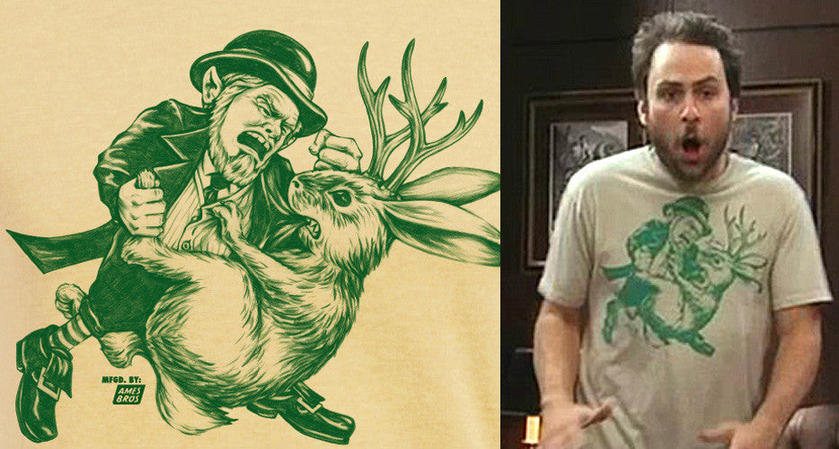 T-Shirt Trivia:  It's Always Sunny in Philadelphia's, Charlie Day, in Leprechaun vs Jackelope T-Shirt