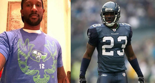 One of our favorite NFL Cornerbacks and Seattle Seahawks, Marcus Trufant, kicking hunger in an Ames Bros 'Firehawk' Tee!