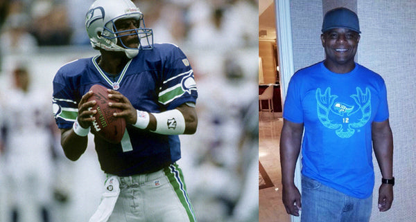 Pro Football Hall of Fame Quarterback, Warren Moon, looking good in an Ames Bros Seattle Seahawks 'Firehawk' Tee