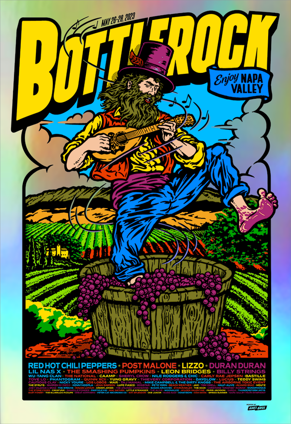 2023 BottleRock Festival Poster Napa Valley, CA - Rainbow Foil Edition