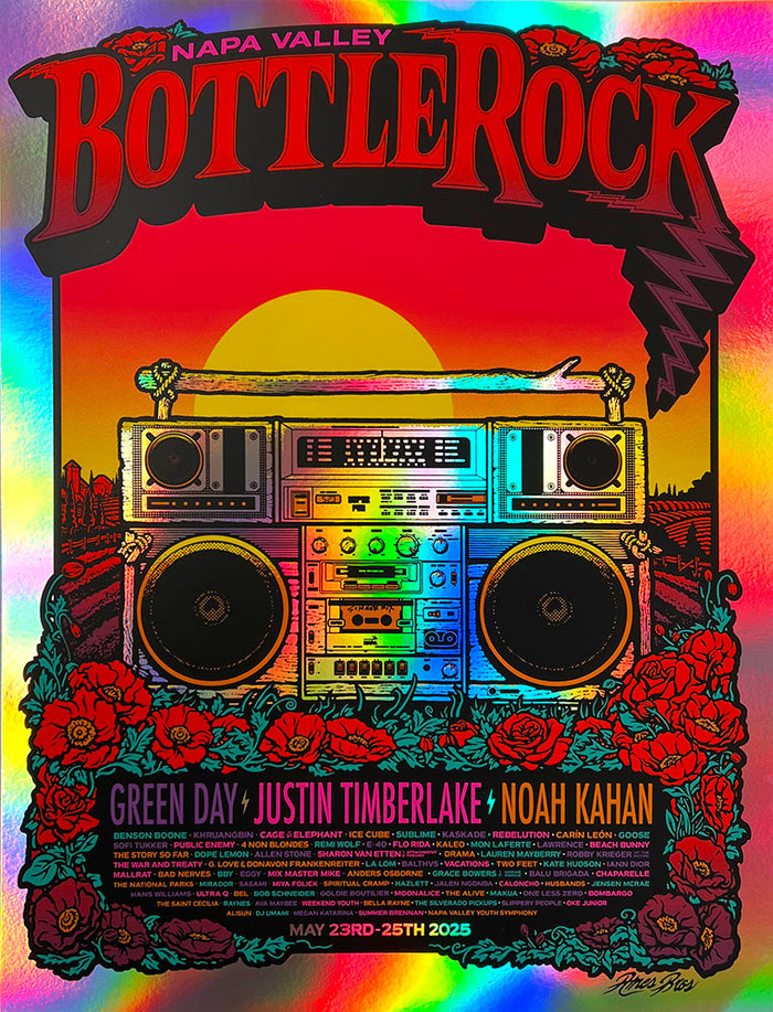 2025 BottleRock Festival Poster Napa Valley, CA - Rainbow Foil Variant