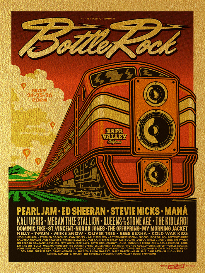 2024 BottleRock Festival Poster Napa Valley, CA - Supergold Metallic Variant