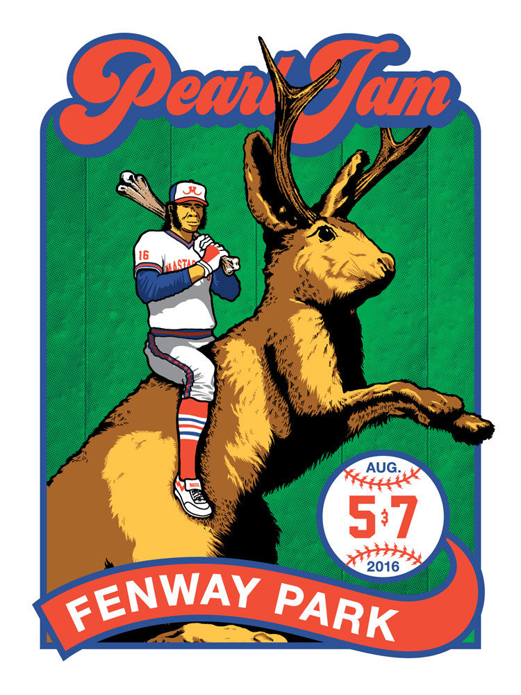 2016 Pearl Jam Fenway Jackelope Poster + Trading Card