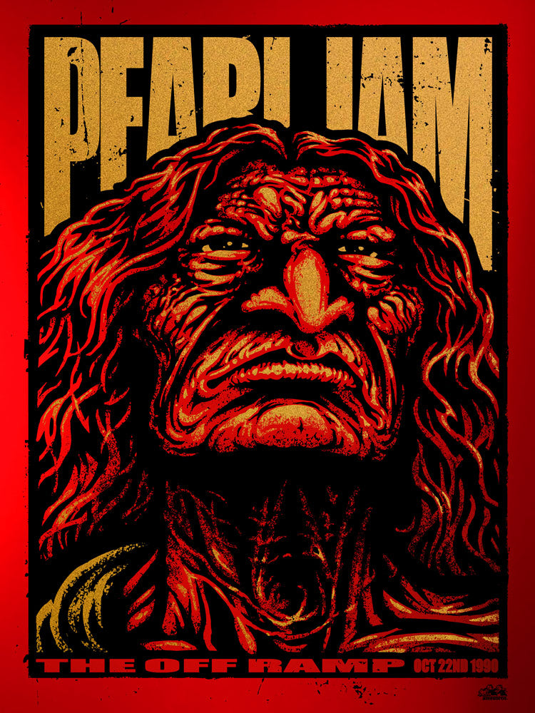 1990 Pearl Jam Off Ramp Red Metallic Variant AP Poster w/ Doodle
