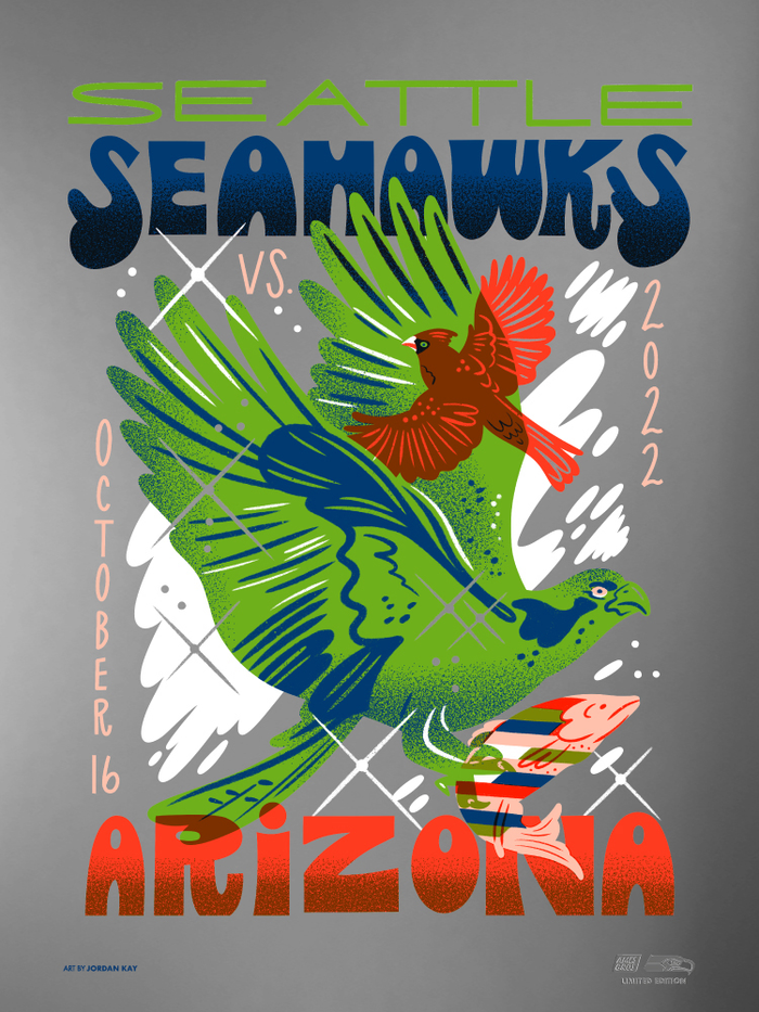 2022 Seahawks vs Cardinals Gameday Poster - Silver Variant