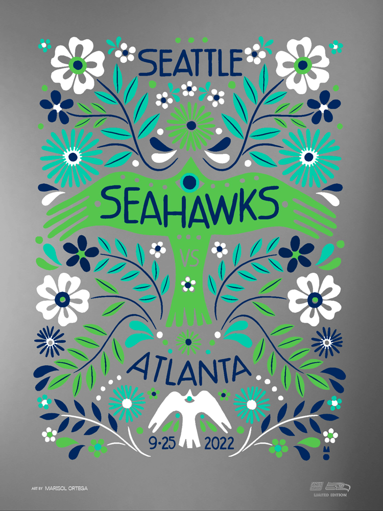 2022 Seahawks vs Falcons Gameday Poster - Silver Variant