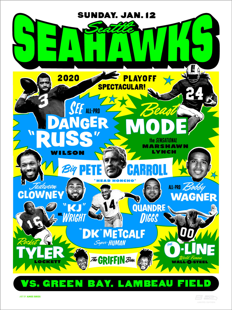 2019 Seahawks vs Packers Playoff Poster