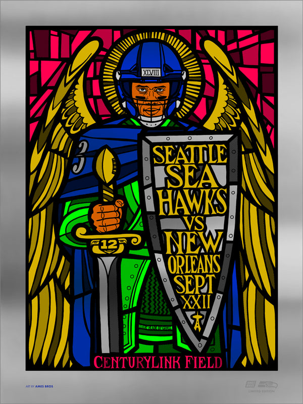 2019 Seahawks vs Saints Gameday Poster - Silver Variant