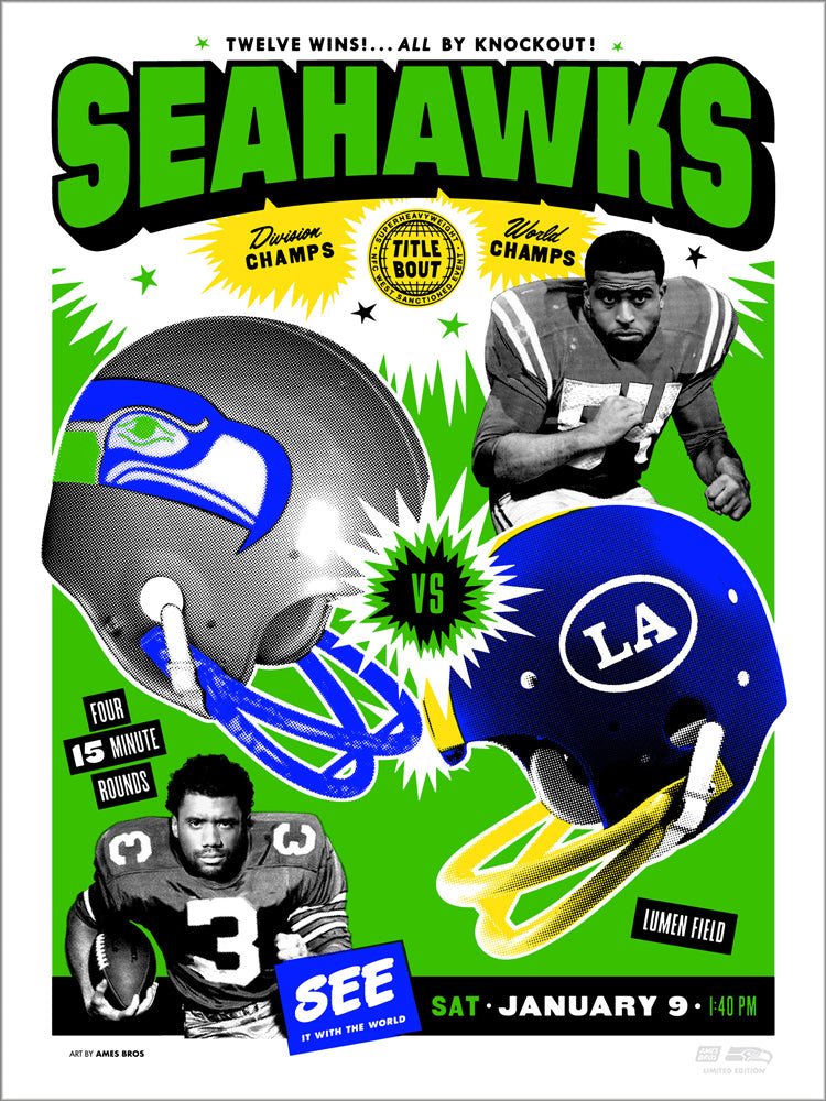 2020 Seahawks vs Rams Playoff Poster