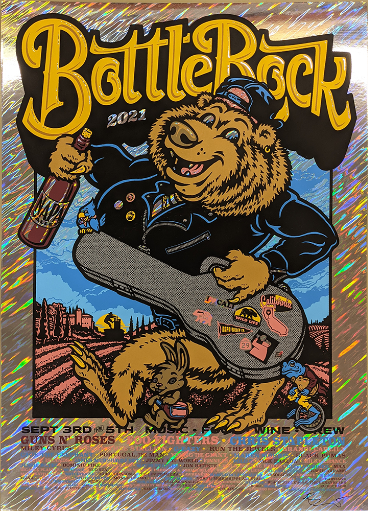 2021 BottleRock Festival Poster Napa Valley, CA - Silver Edition