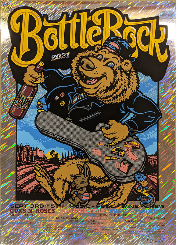 2021 BottleRock Festival Poster Napa Valley, CA - Silver Edition