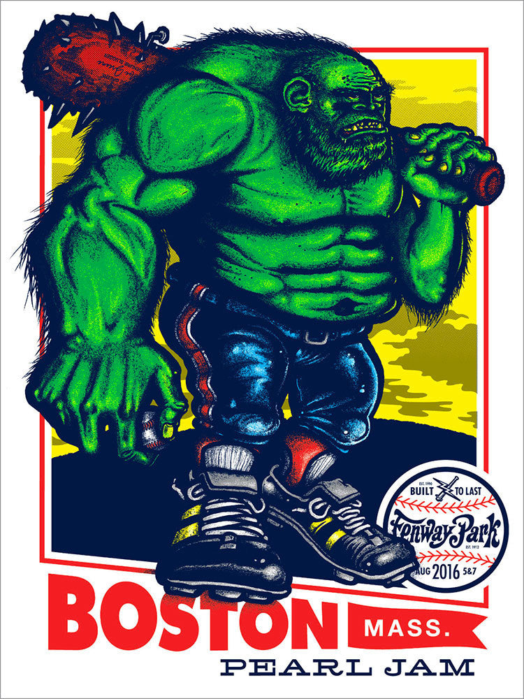 Pearl Jam 2016 Fenway Park Green Monster Regular Edition Poster + Tr –  Ames Bros