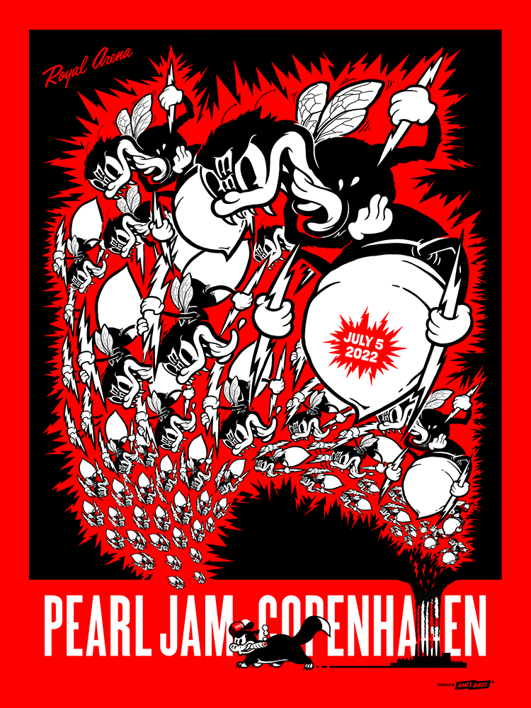 Pearl Jam Copenhagen 2022 Poster - Red Metallic Variant