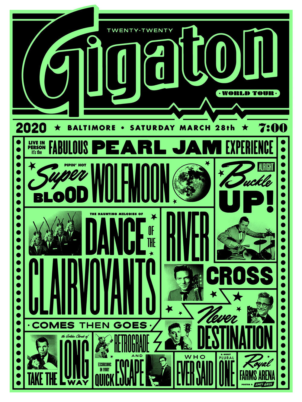 Pearl Jam 2020 Baltimore Glo Variant Poster